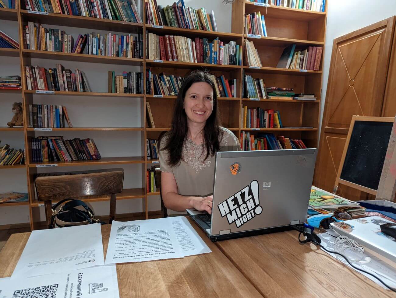 Photo of Oksana in the old library